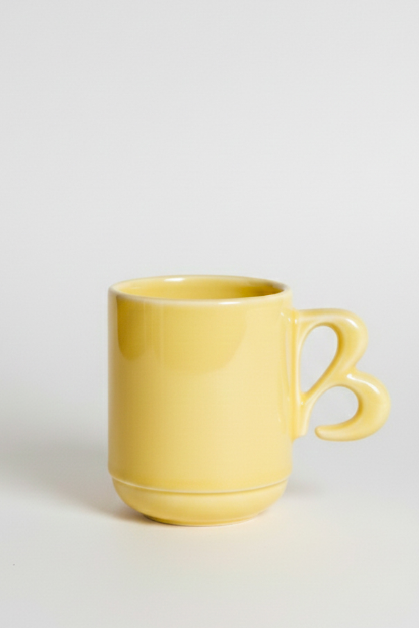 Yellow B-handle mug