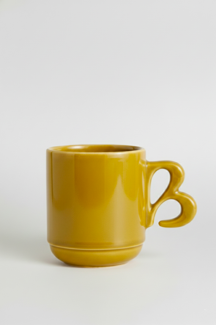 Green B-handle mug
