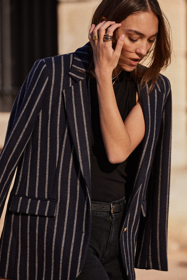 Navy and cream striped lueur jacket