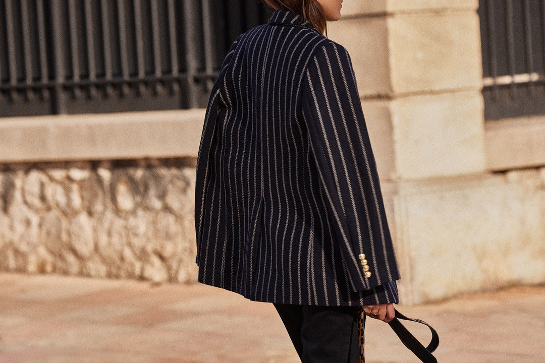 Navy and cream striped lueur jacket