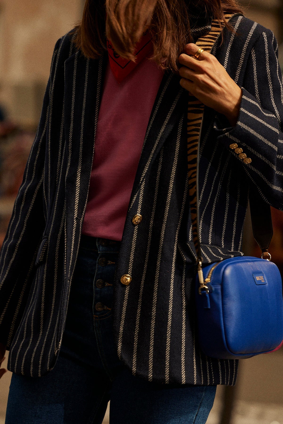 Bag Césarine striped bisou blue