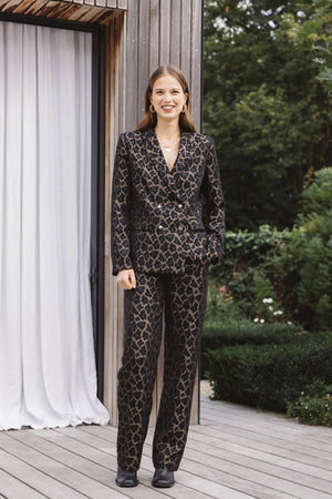 Crocus jacquard bronze trousers