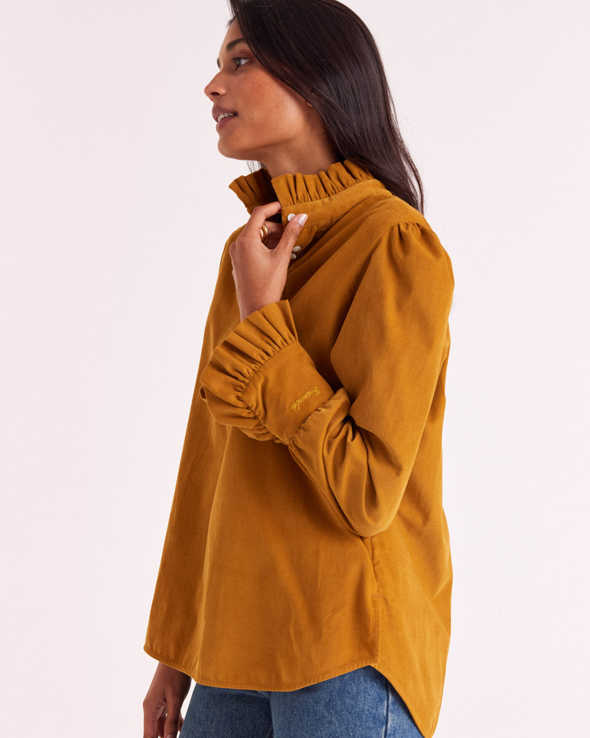 Blouse Source velours moutarde