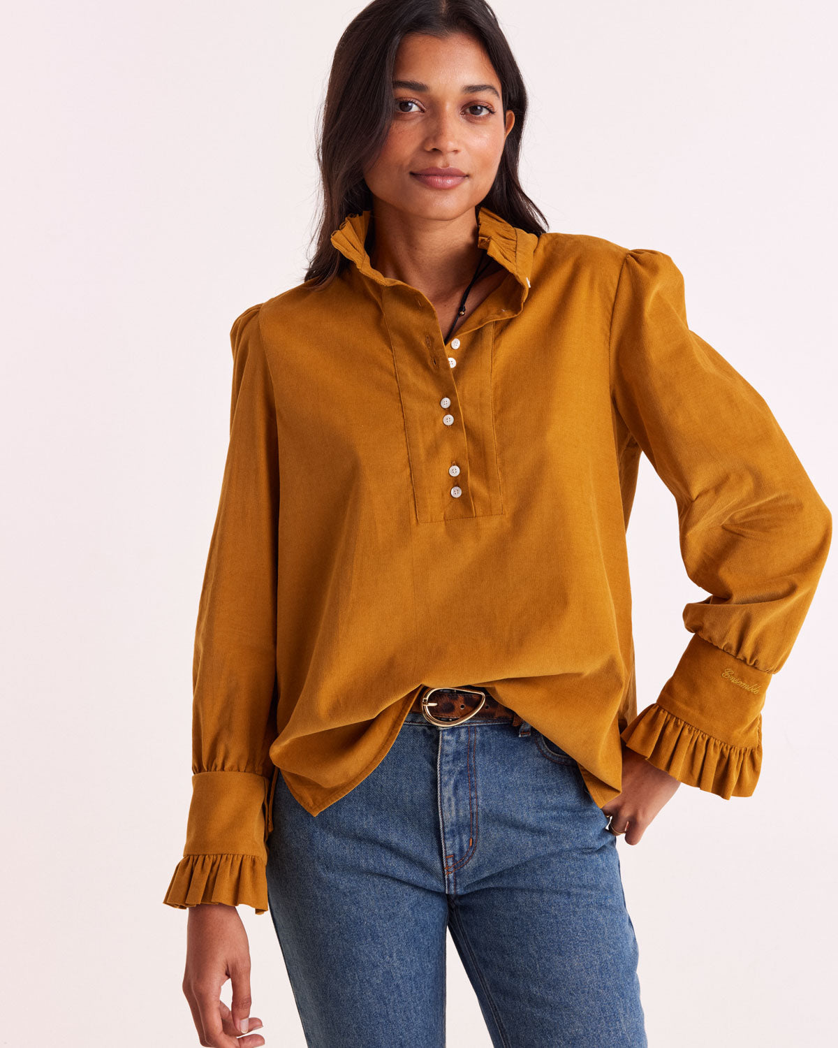 Blouse Source velours moutarde