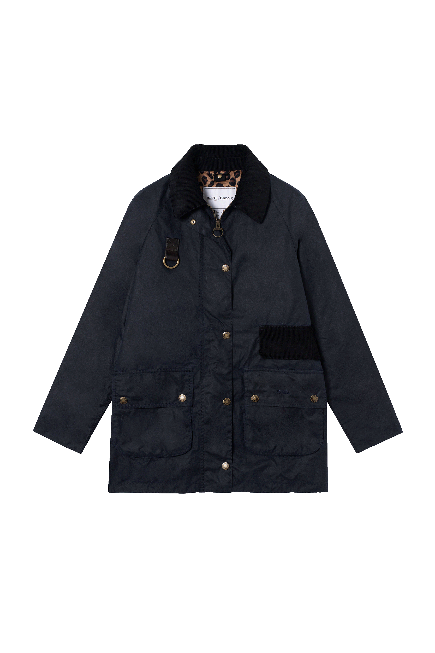 Barbour x BP Navy and Leopard Felicite Coat Balzac Paris