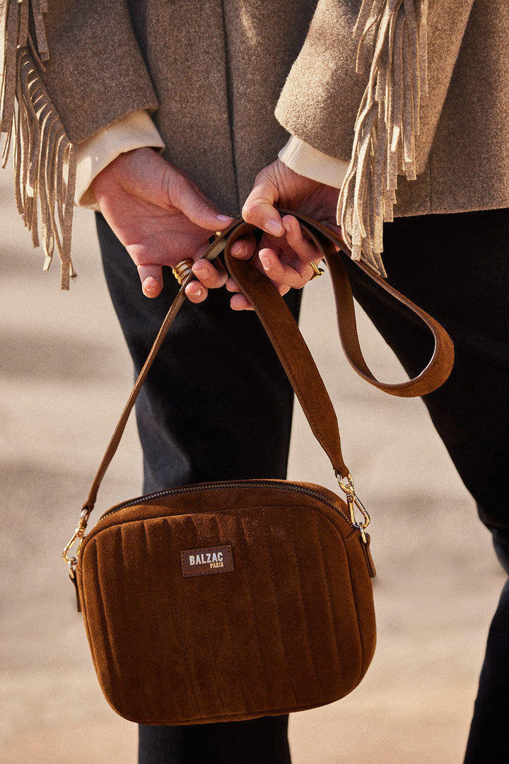 Bag César suede of leather chocolate