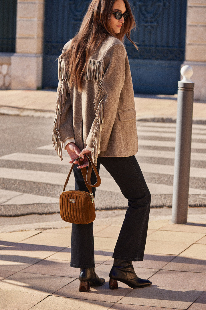 Bag César suede of leather chocolate