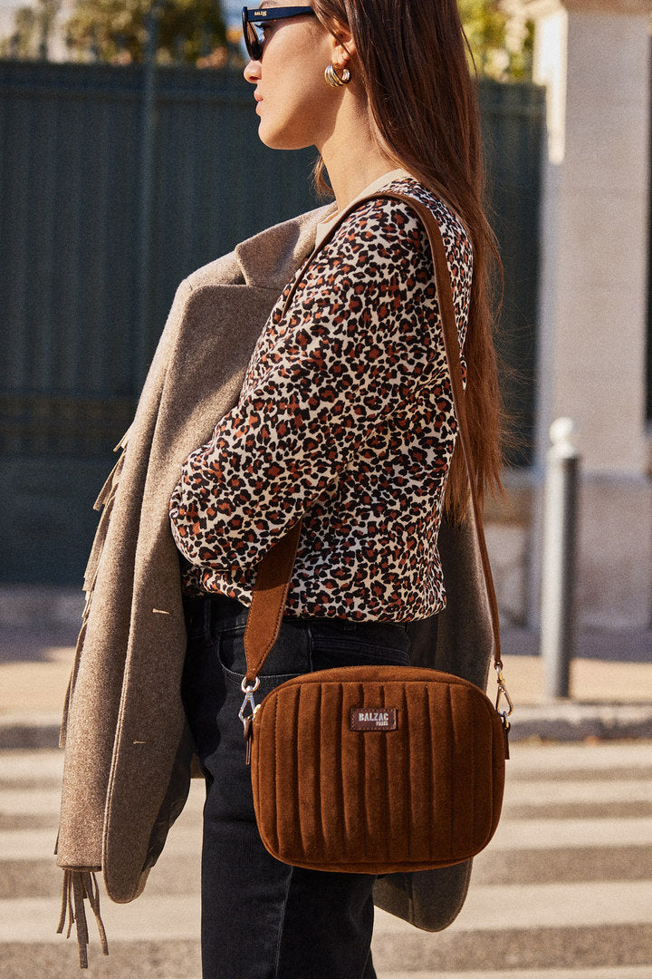 Bag César suede of leather chocolate