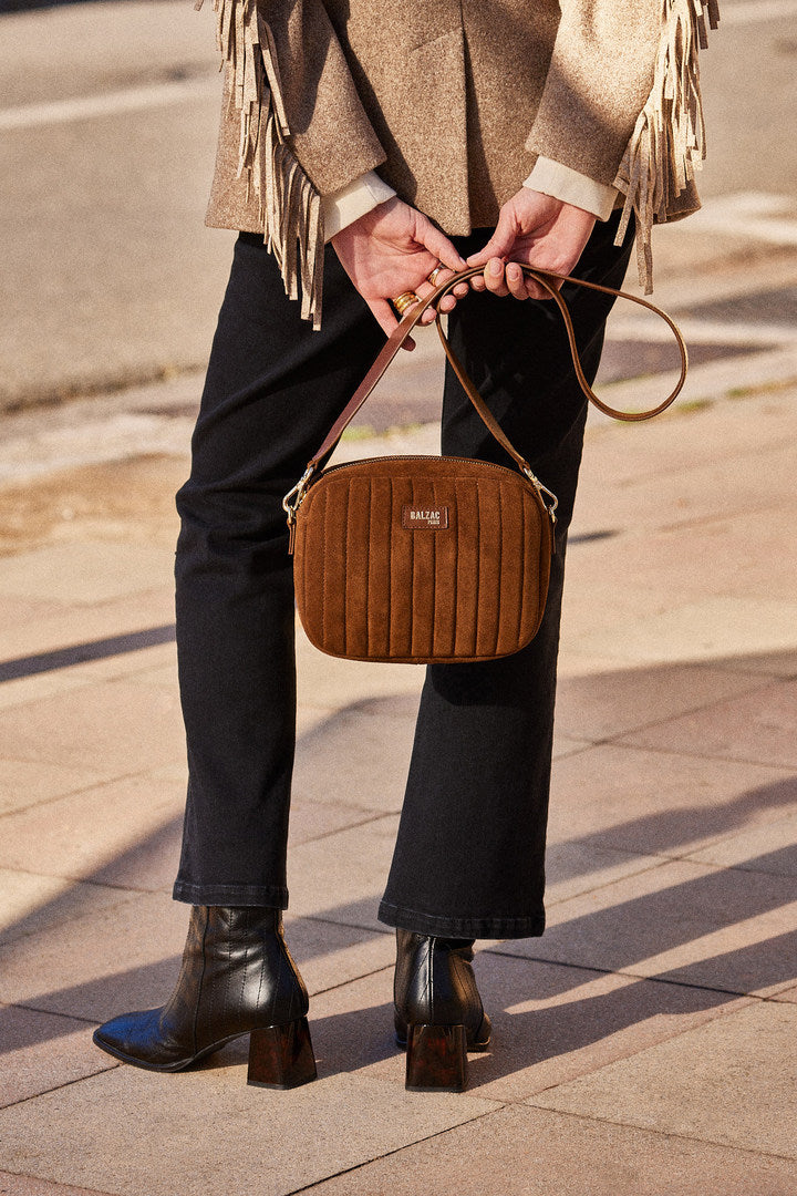 Bag César suede of leather chocolate