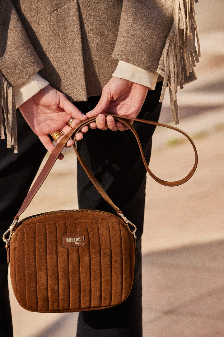 Bag César suede of leather chocolate