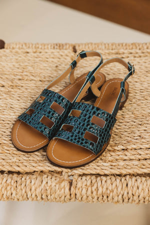 Embossed green Zagara sandals