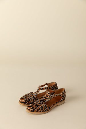 Sandales Théoline pony tigre cognac