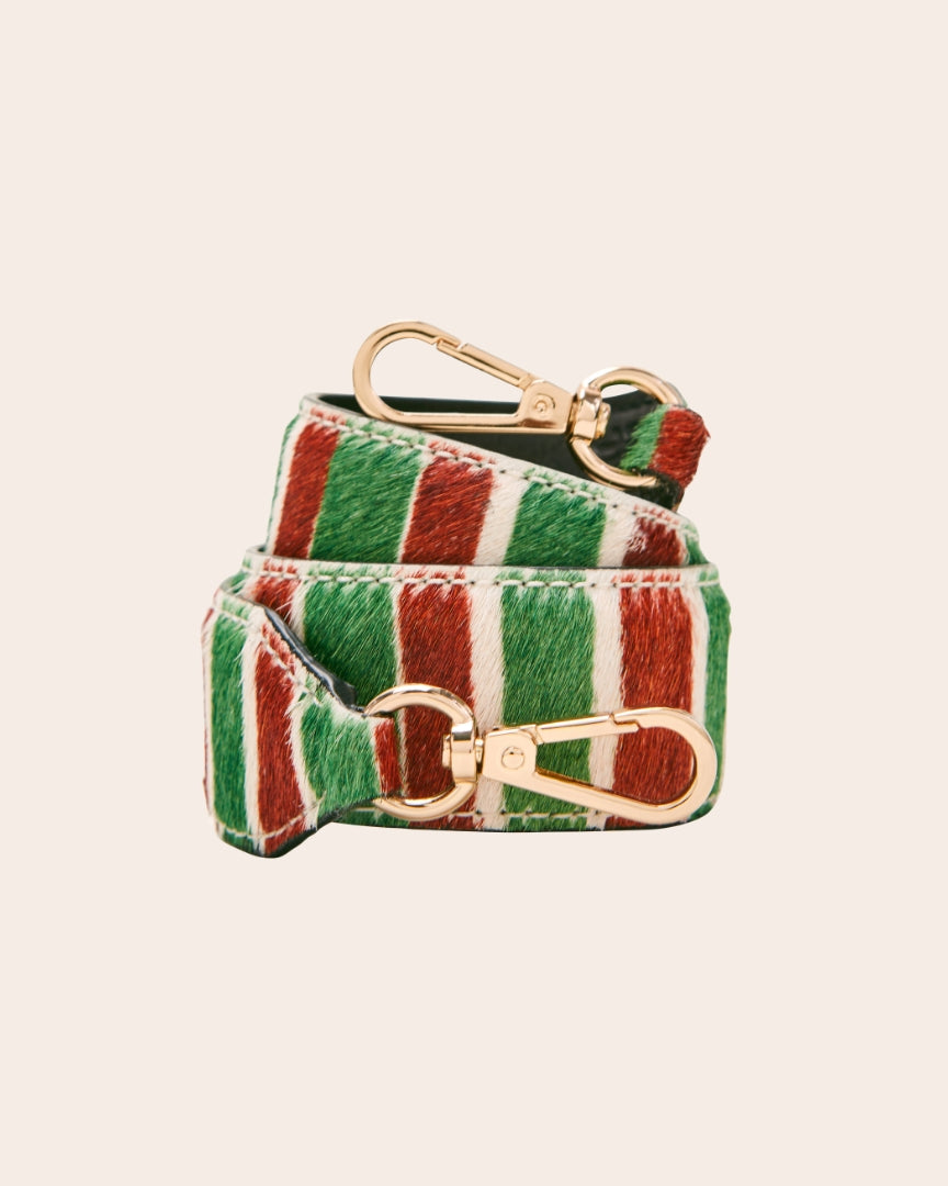 Short red and green striped pony handle