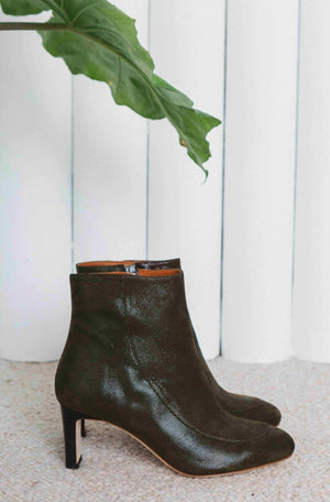 Bottines Swann kaki velours reptile