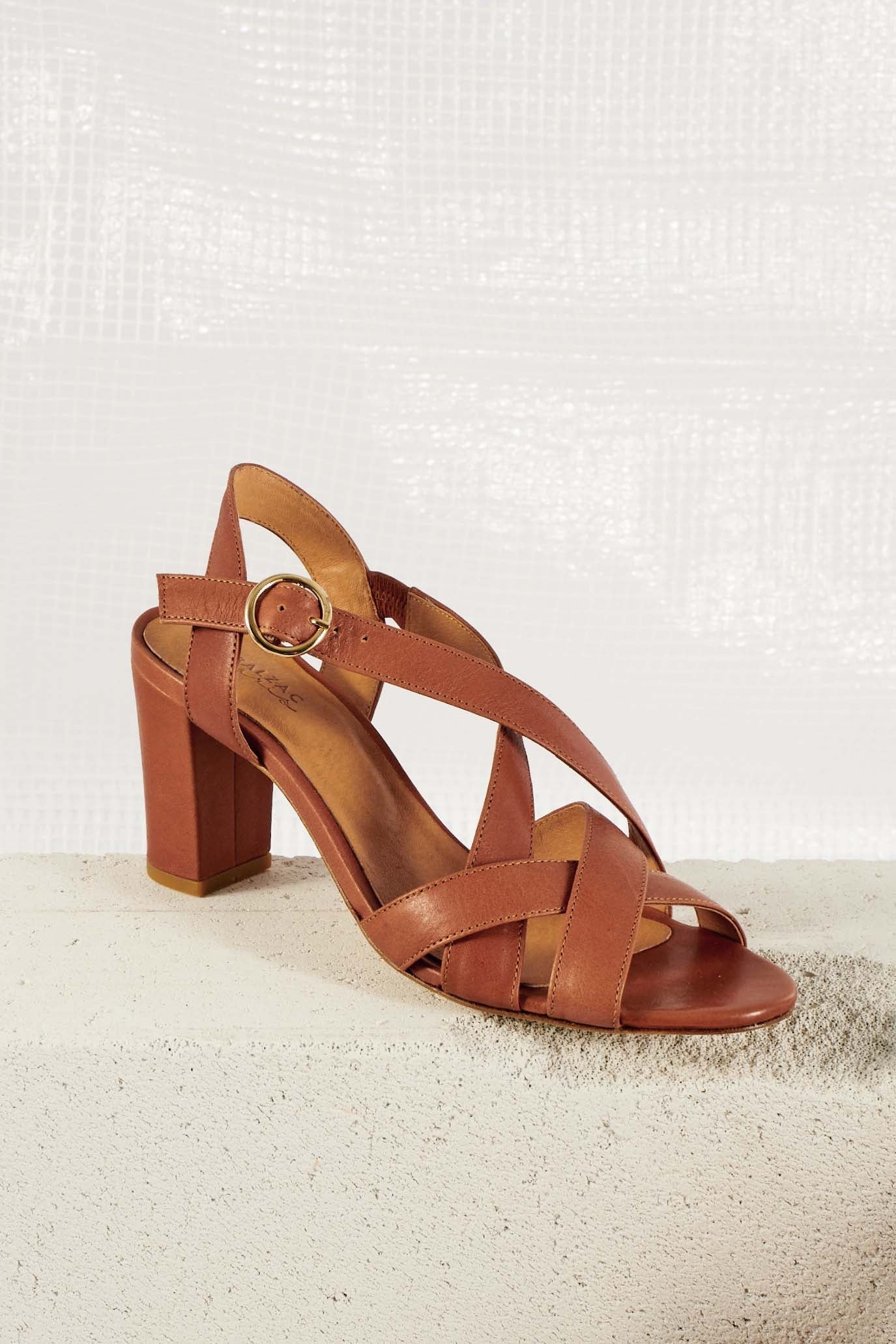 Cognac block heel on sale sandals