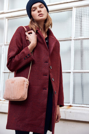 Manteau Benjamin jacquard bordeaux