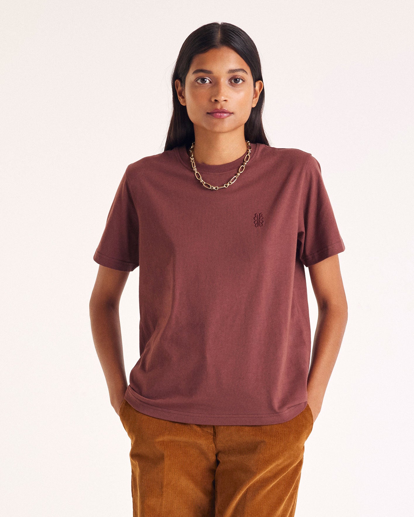 T-shirt Bree embroidered chocolate