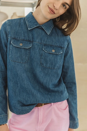 Floriane blue midi blouse