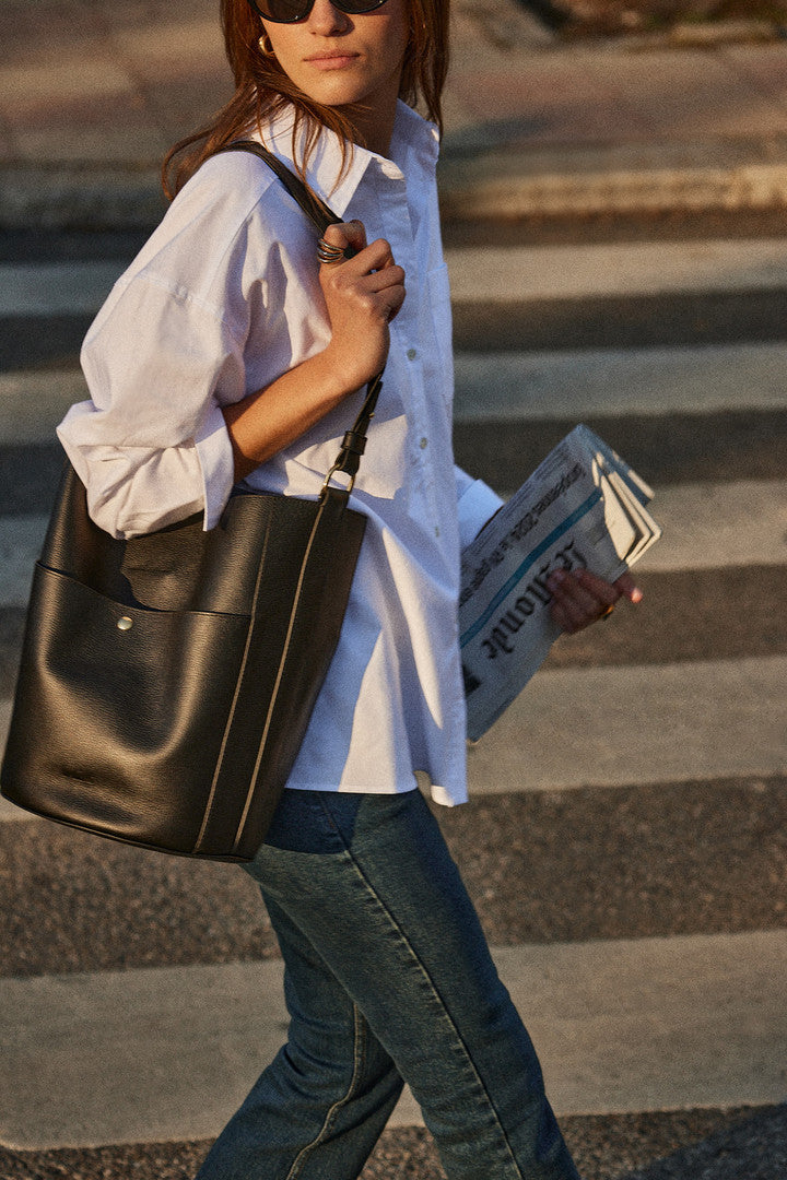Bag Grand Sofia grained black interior navy