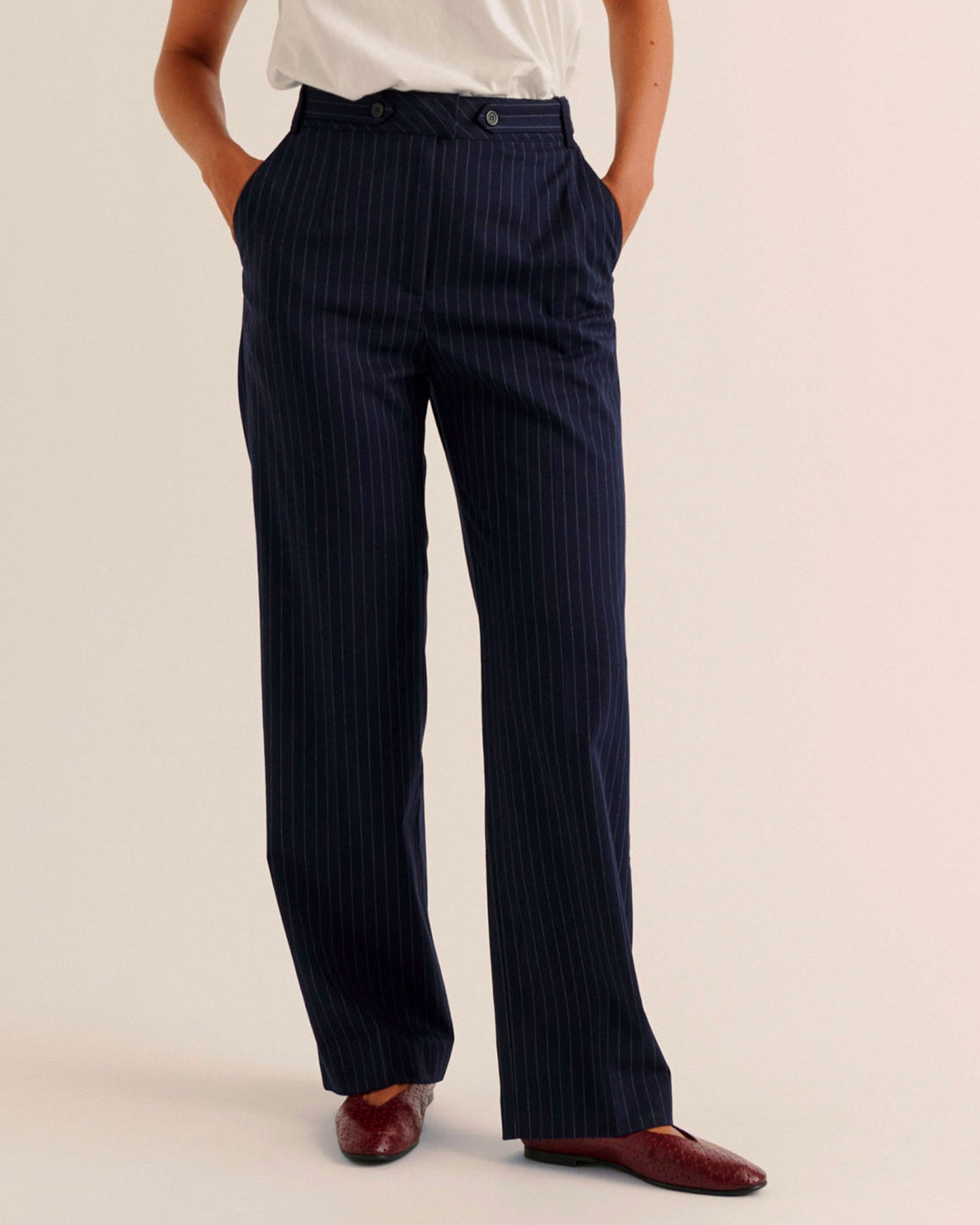 Pantalon Dan rayures marine