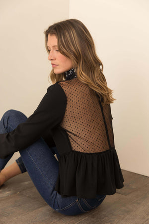 blouse sofia noire femme tendance plumetis