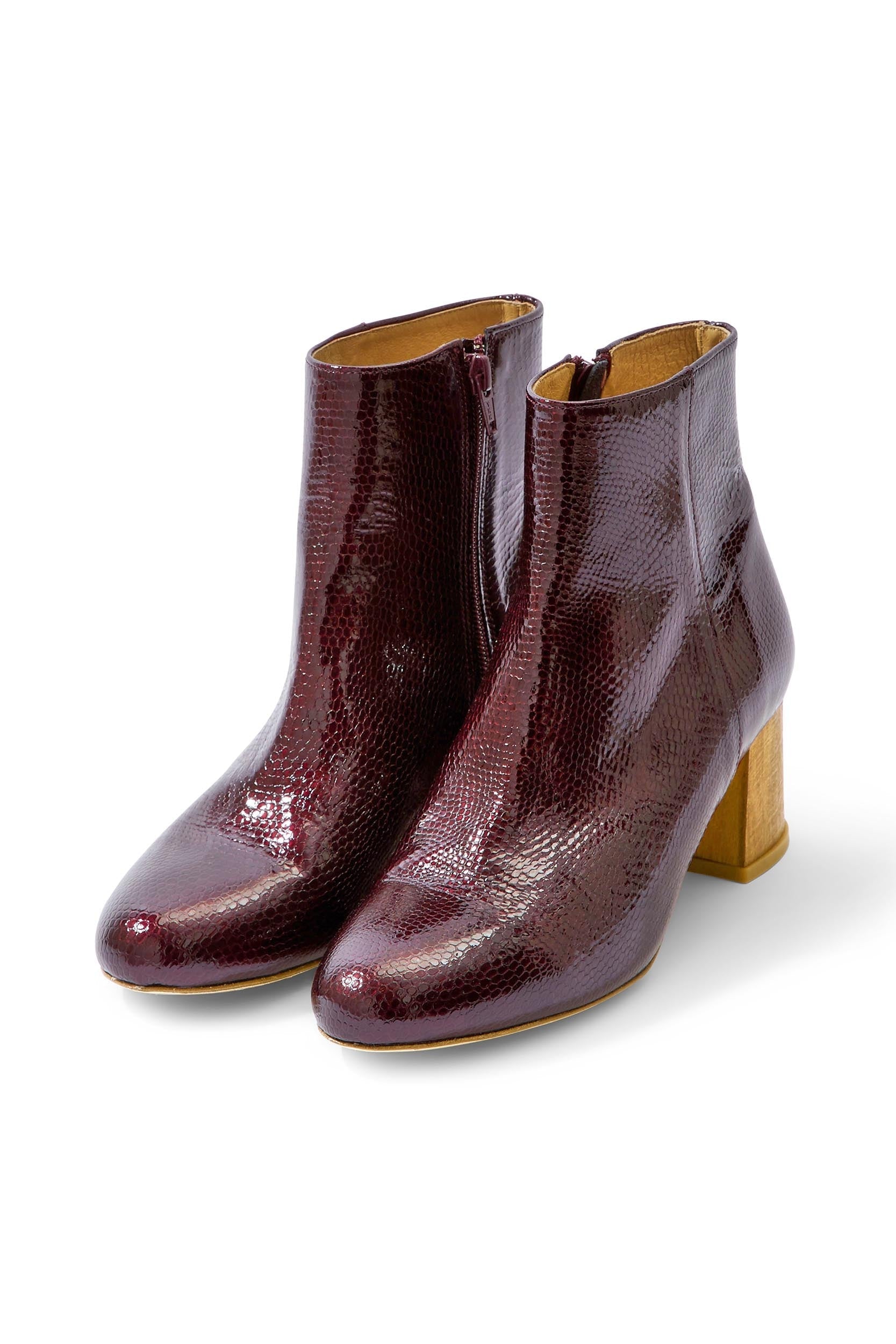 Purple patent Maral ankle boots