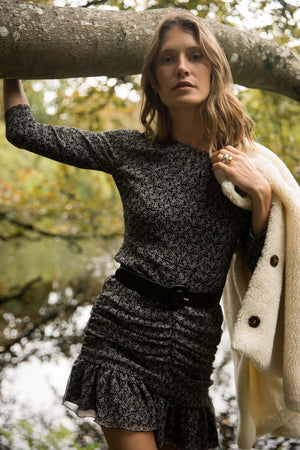 robe baya en soie a fleurs femme tendance soie chaud hiver courte