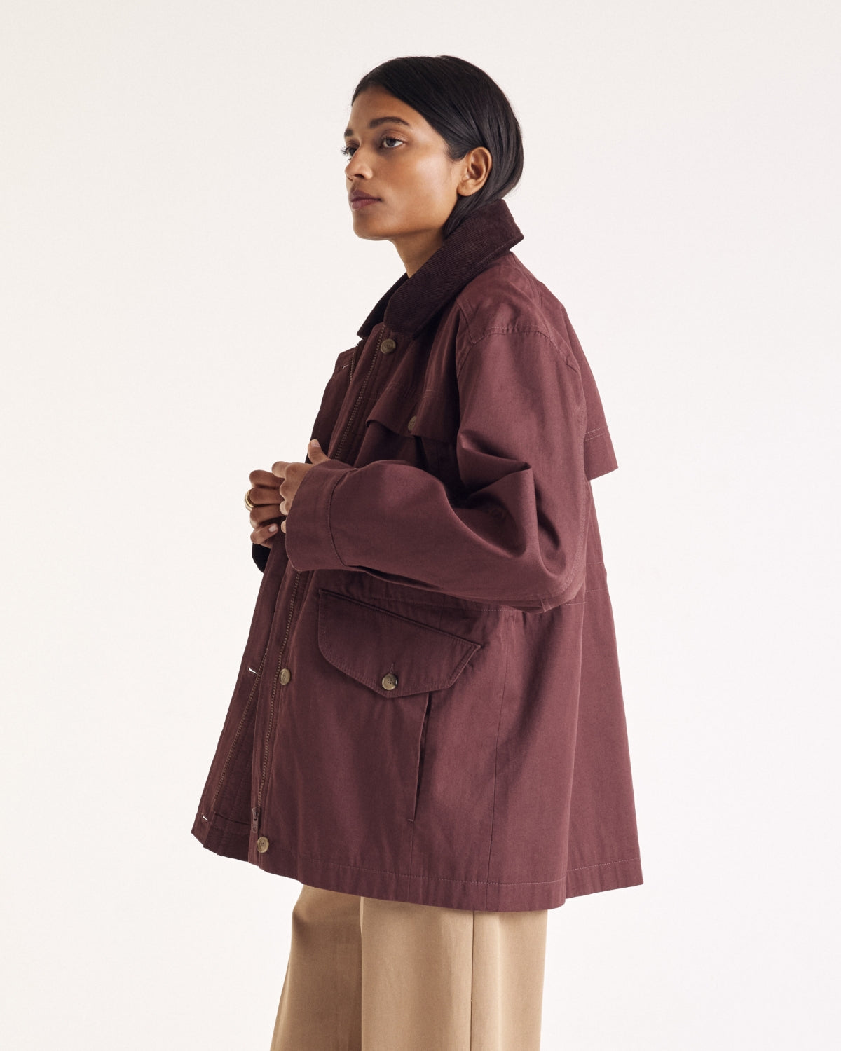 Jacket Eloi aubergine and chocolate