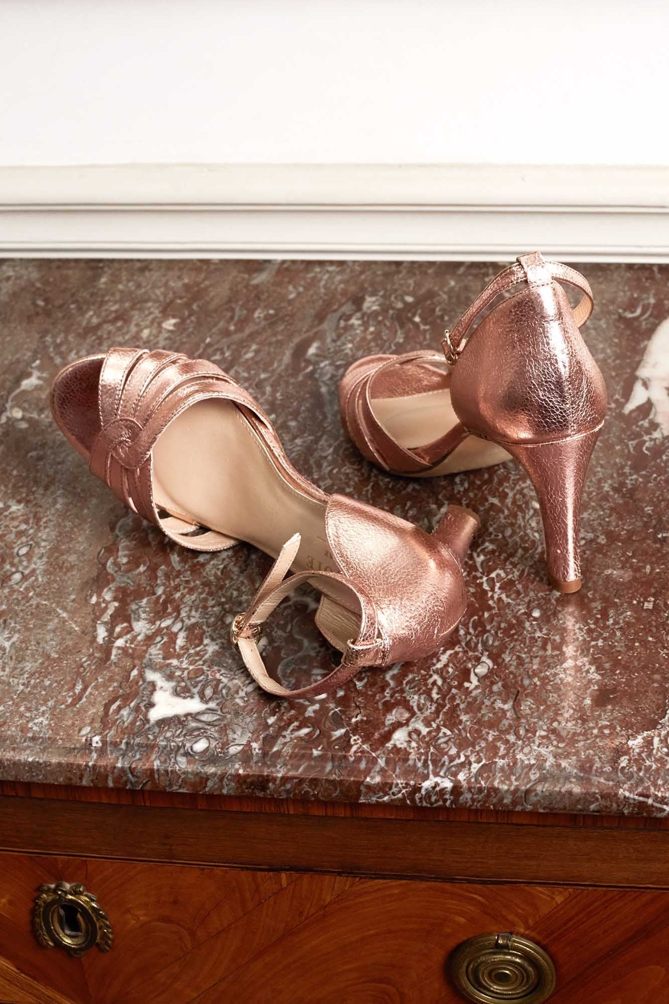 Metallic pink Frances sandals