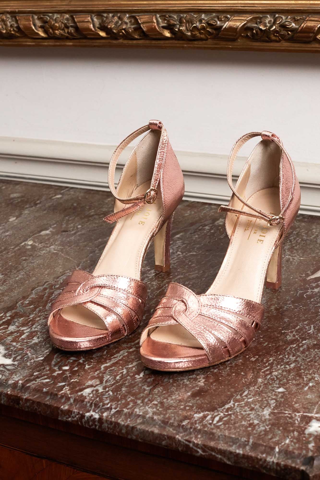 Metallic pink Frances sandals