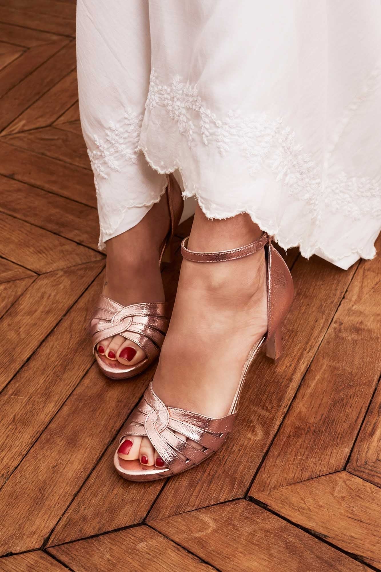 Sandales Frances rose métallisé
