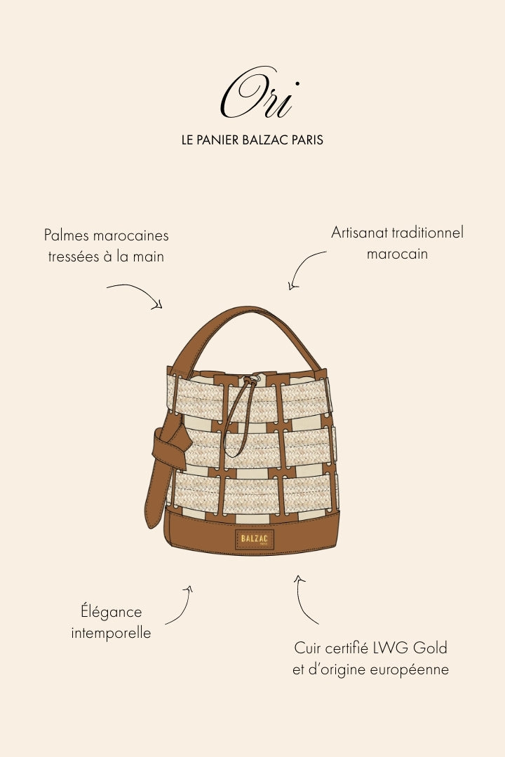 Natural and cognac braided Ori bag