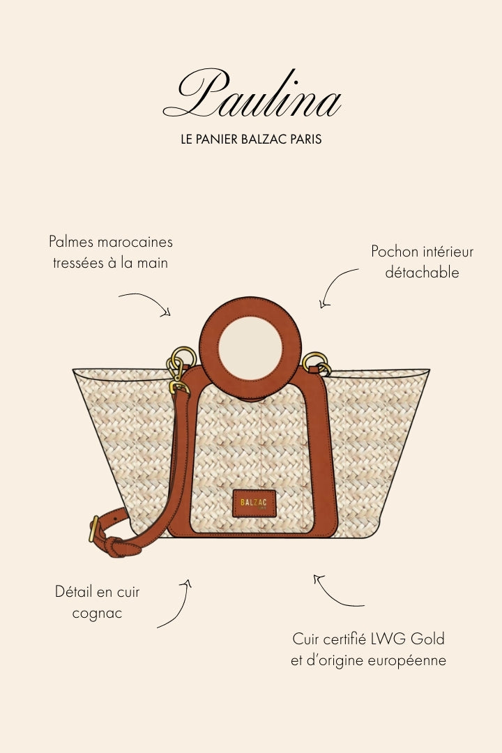 Natural and cognac braided Paulina bag