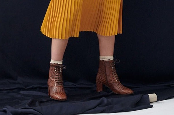 Hanae embossed cognac ankle boots