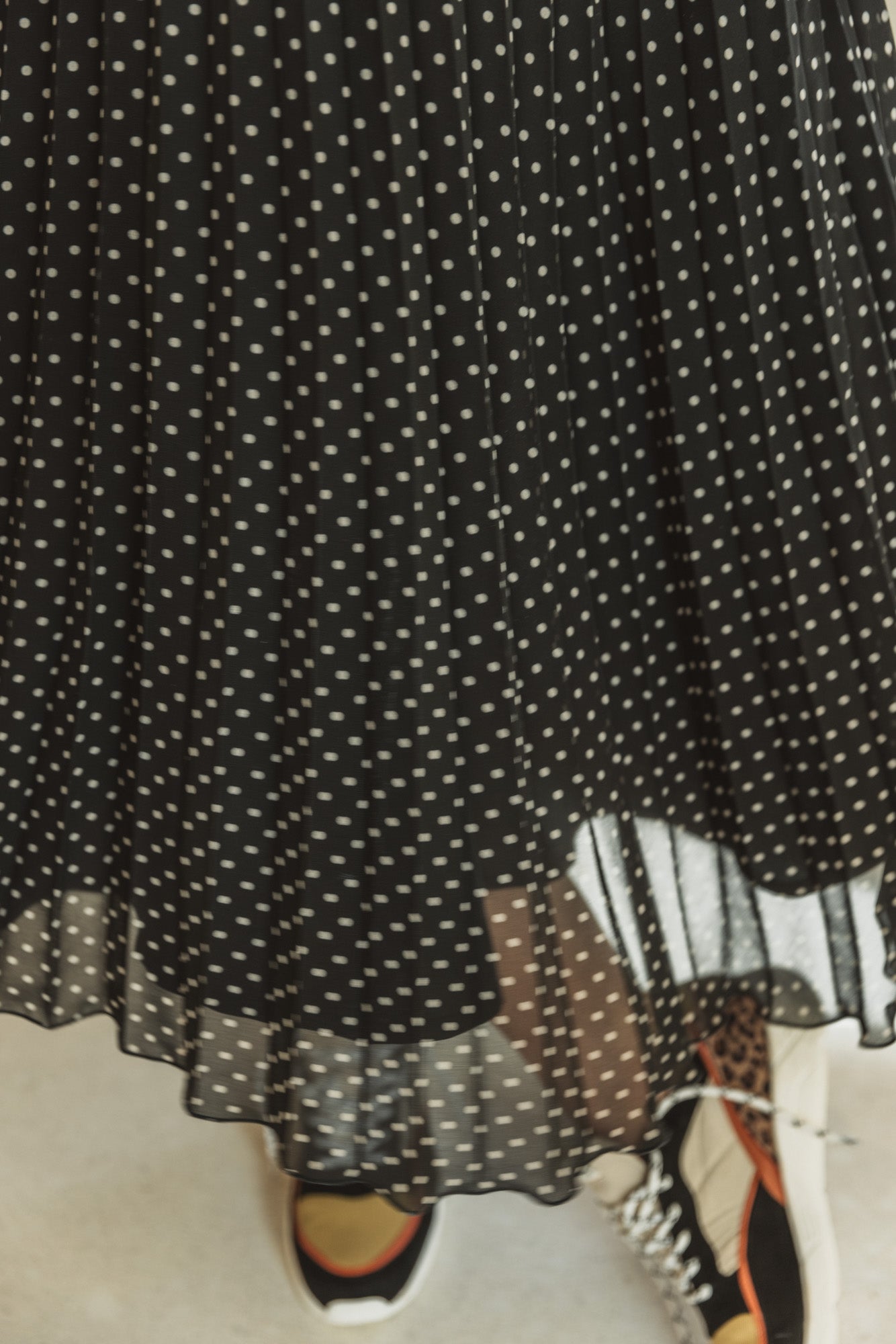 Angelot black skirt with white polka dots