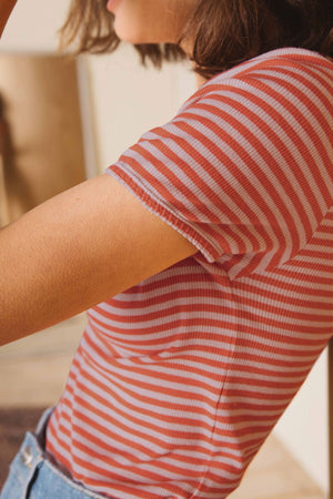 Tee-shirt Willow à rayures corail