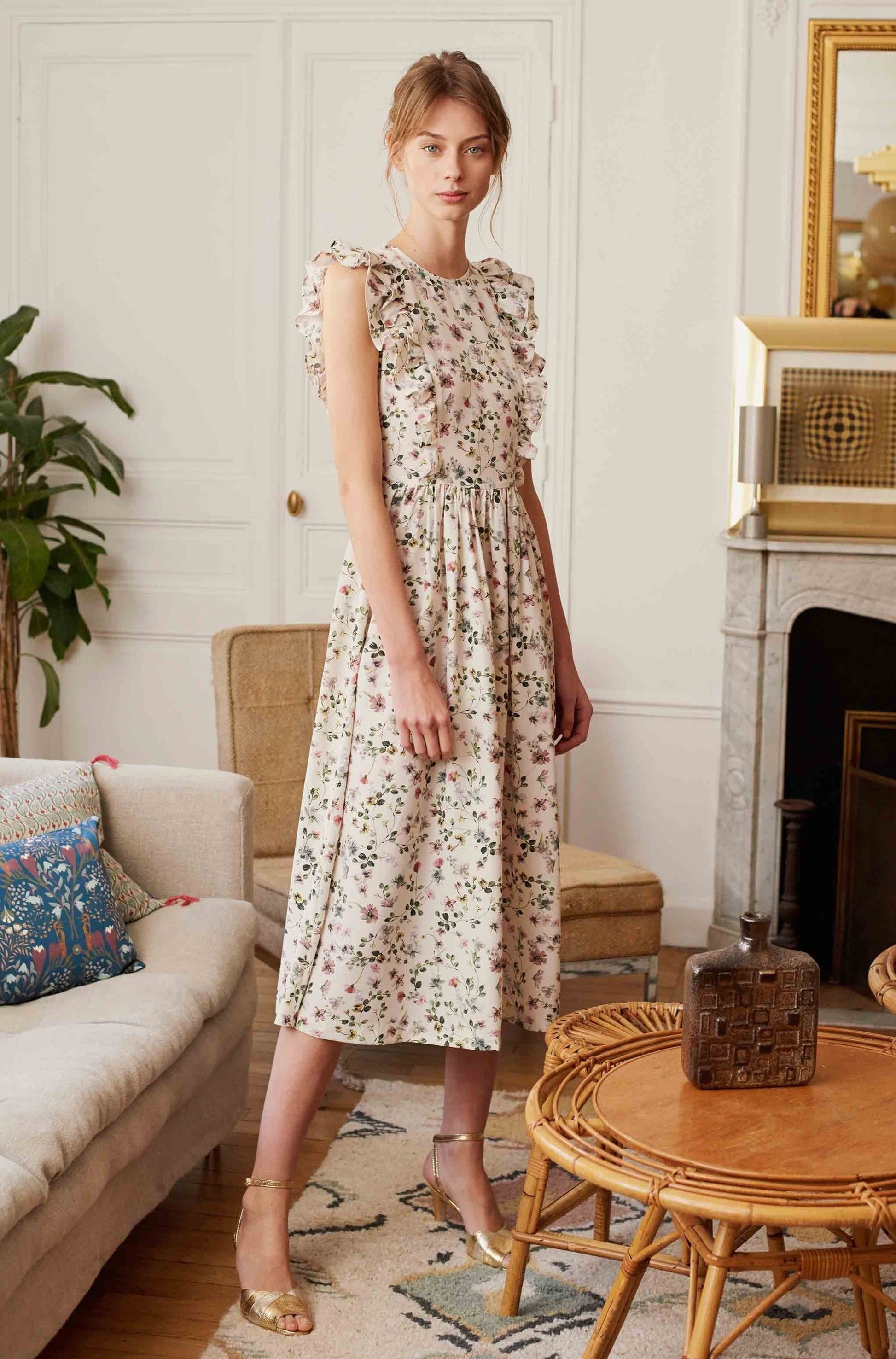Robe longue mariage imprimé fleuri Alphée Balzac Paris
