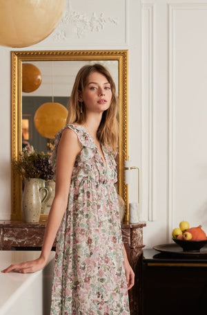 Robe imprimé fleuri décolleté mariage Dragan