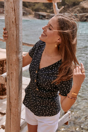 Blouse Astoria noire à pois