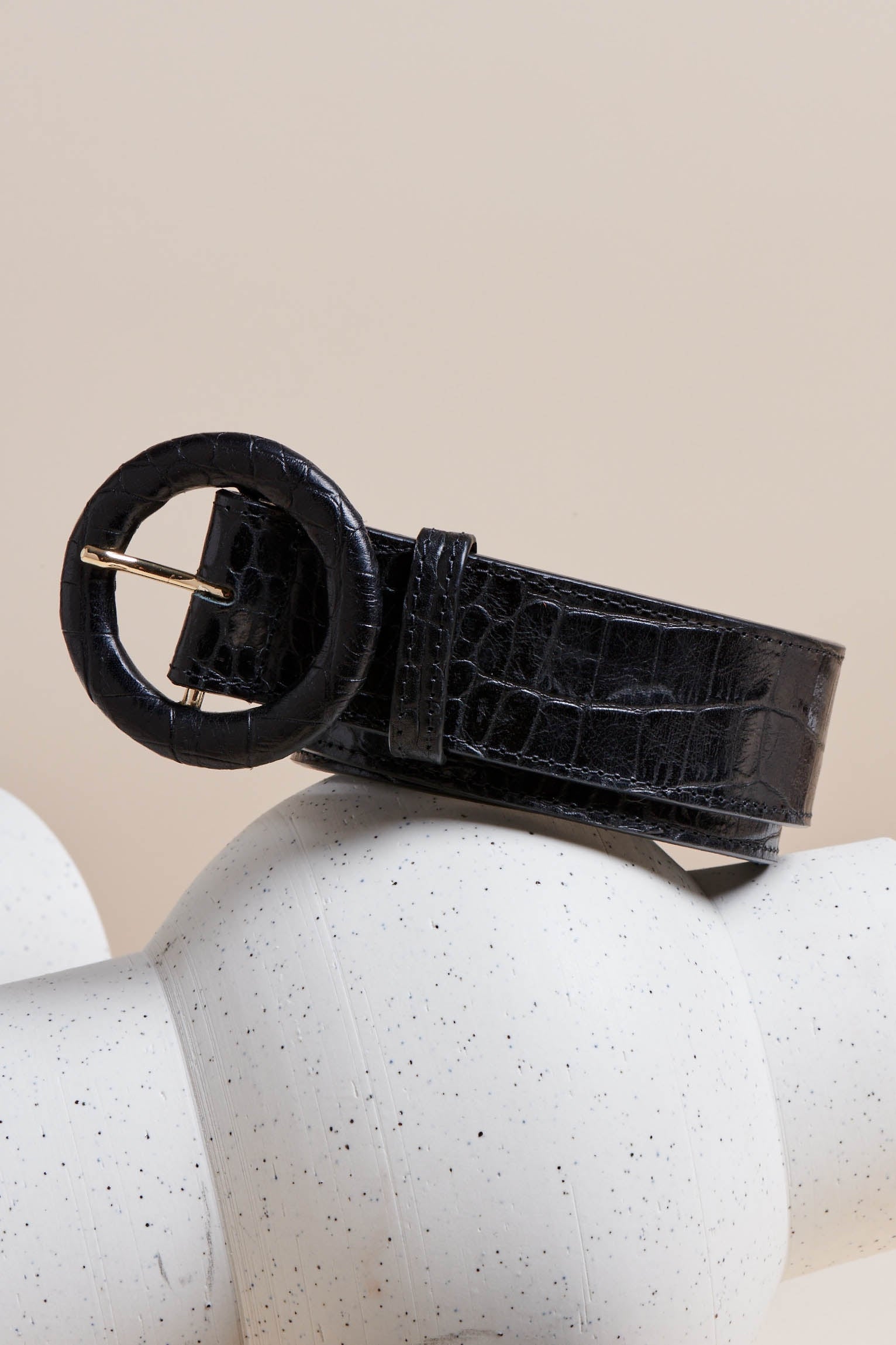 Ceinture En Cuir Brodée Chacok - Taille 100 - Noir - Origine Saint-Tropez - Neuf Sans étiquette