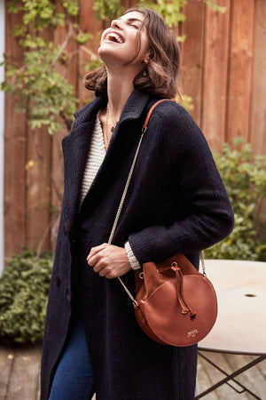 Navy jacquard Lenny coat