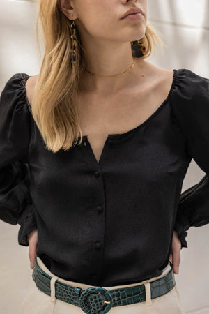 Isylda black jacquard shirt