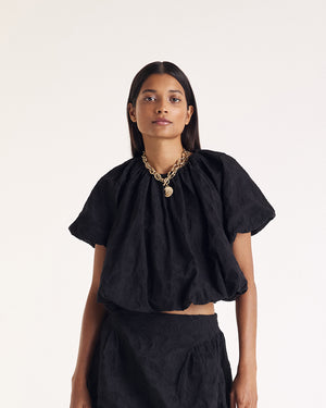 Isaure blouse with black embroidery