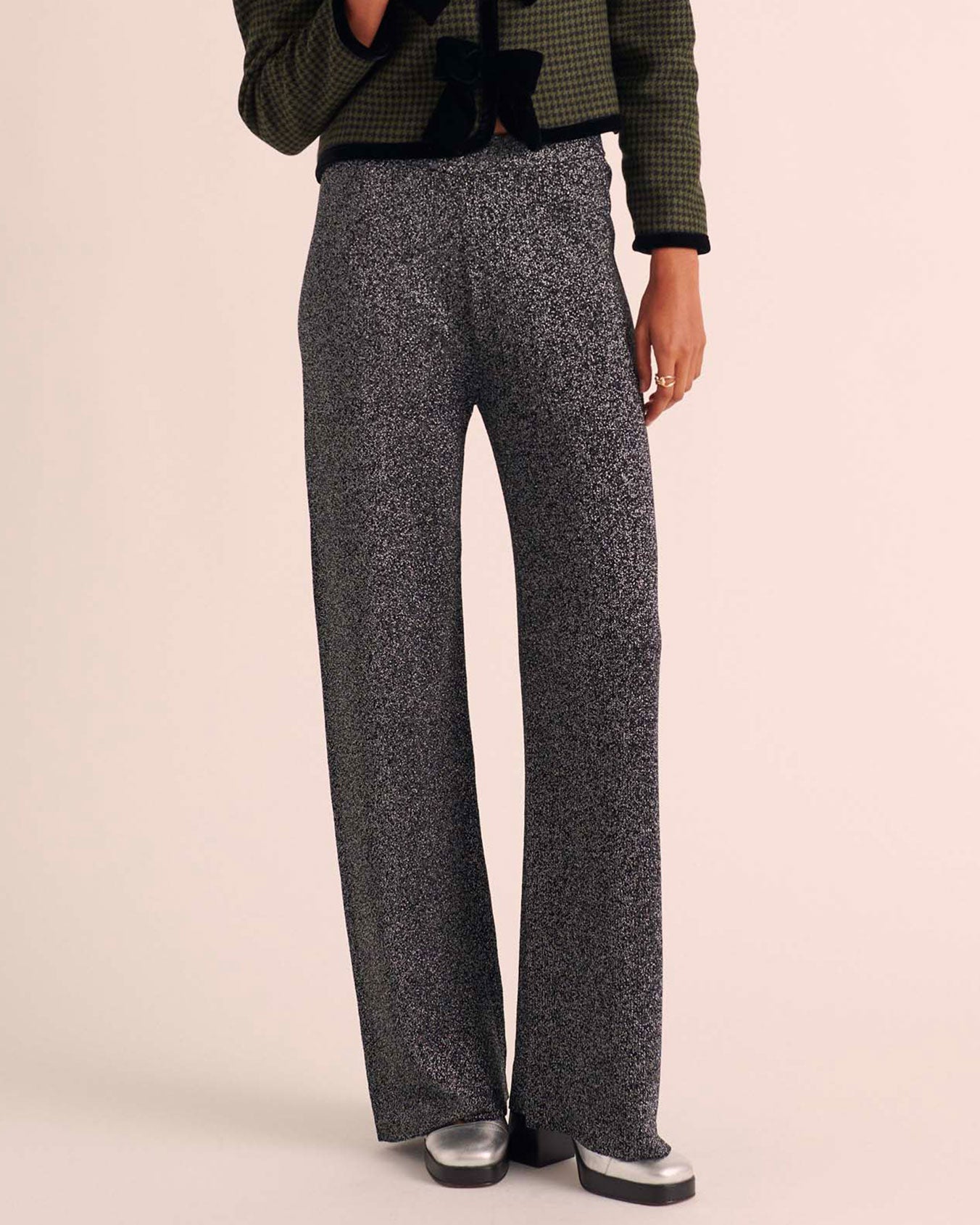 Pantalon Piana noir irisé argenté