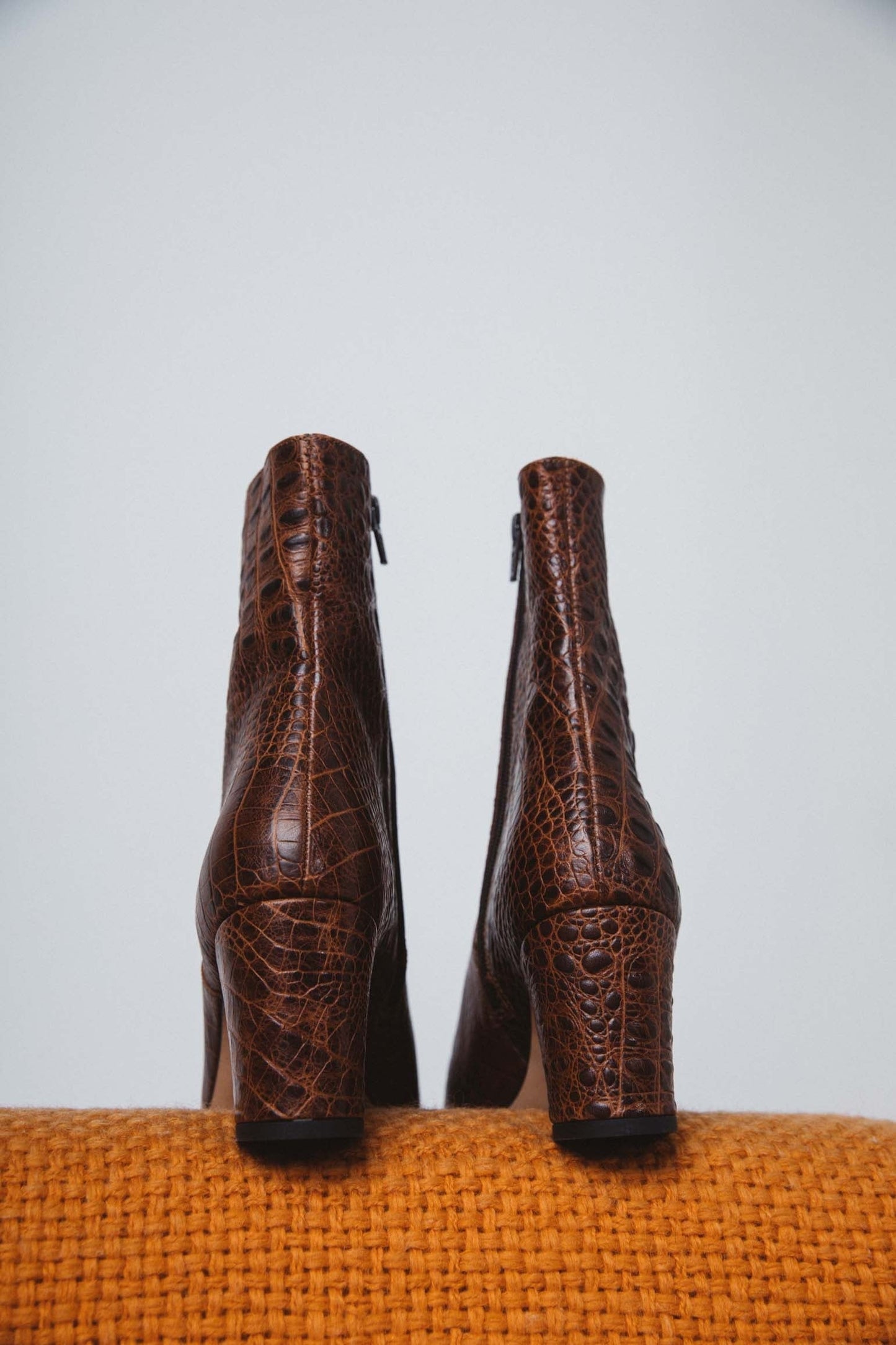 Gaetan embossed cognac ankle boots