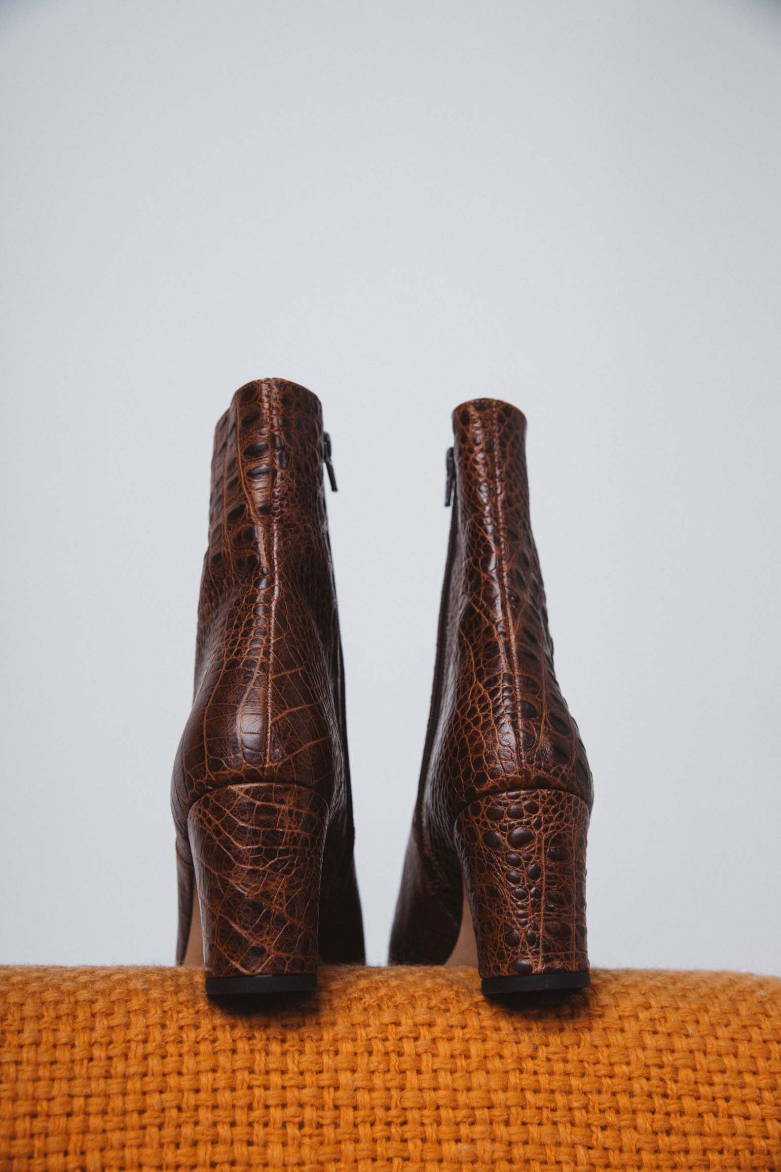 Gaetan embossed cognac ankle boots