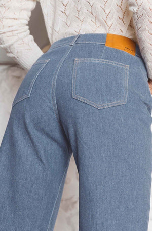 Jean coton bio GOTS bleu horizon cintre evase Adriano