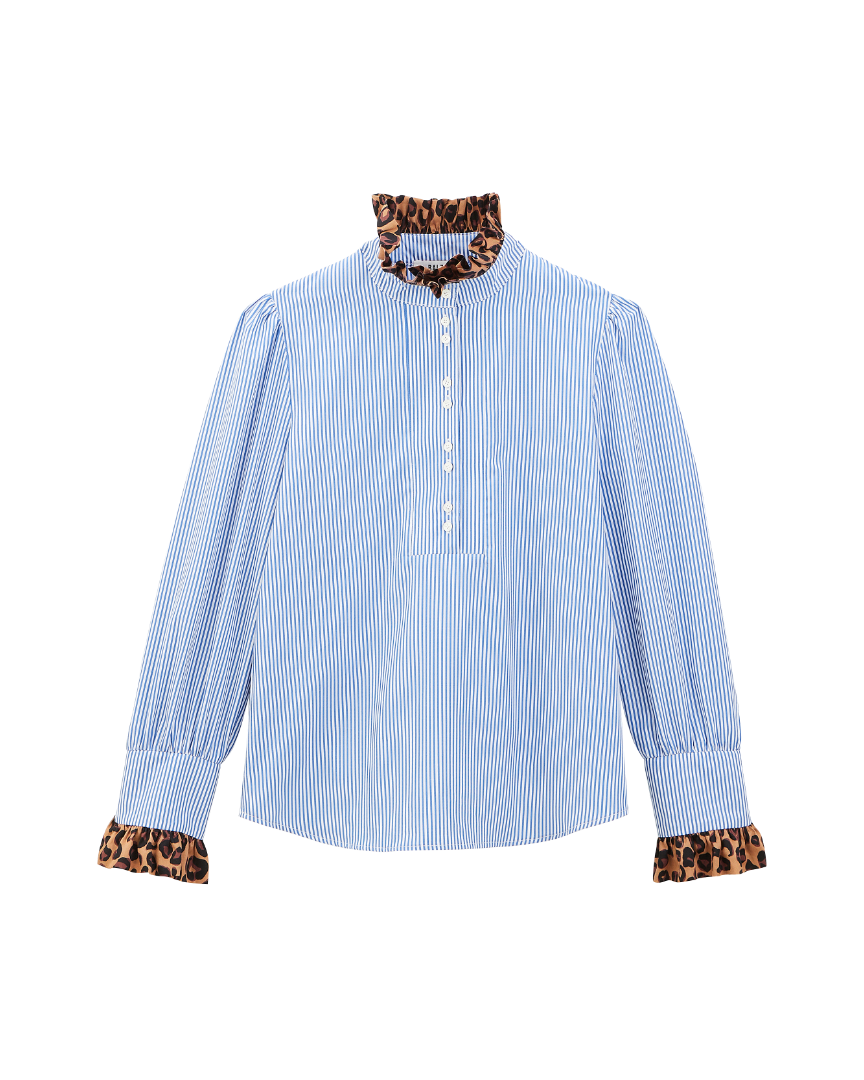 Blouse Source stripes blue and leopard