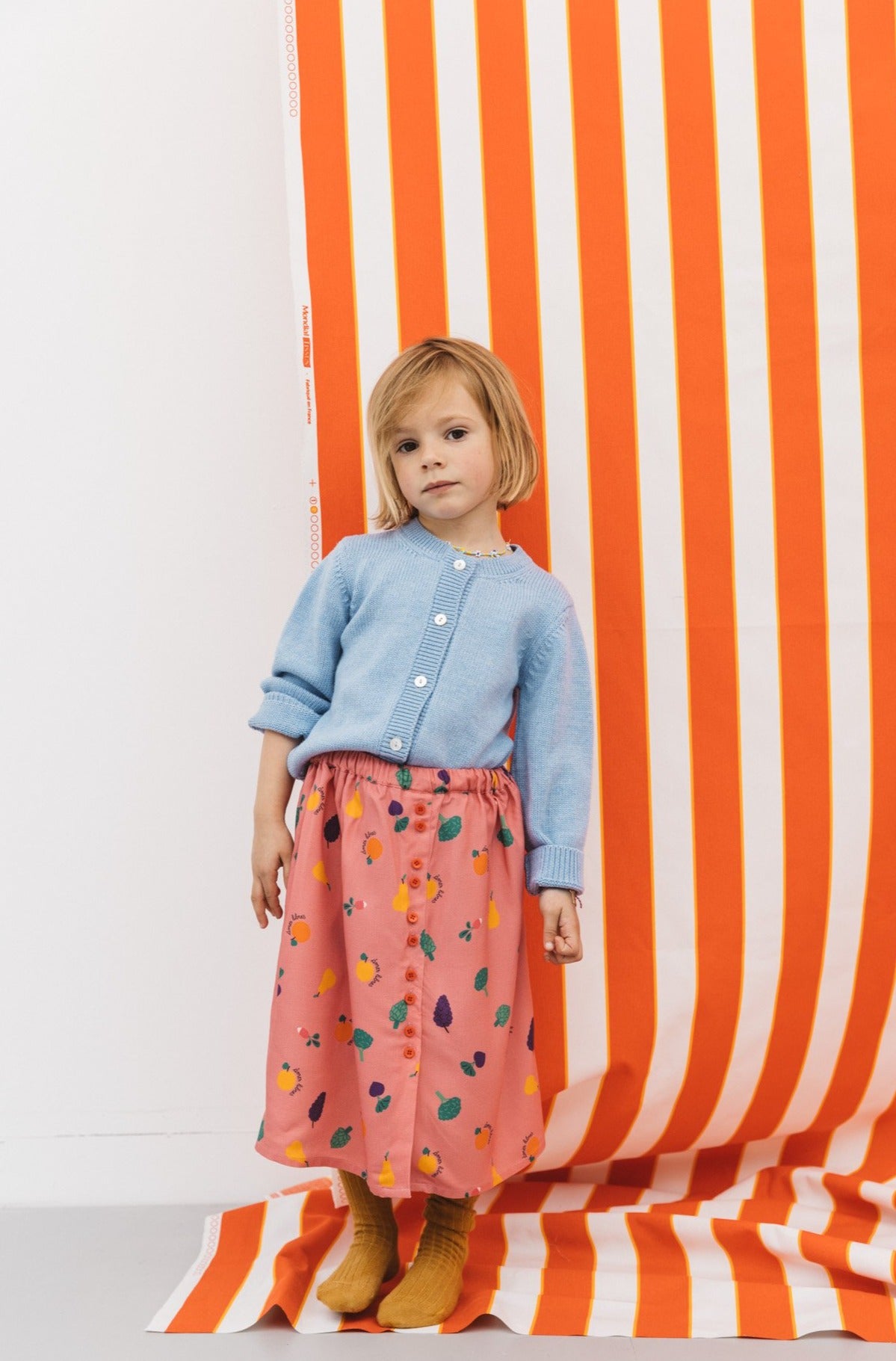 Pink courgette skirt with vegetable print