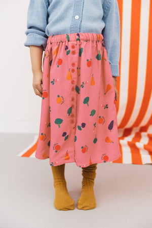 Jupe Courgette rose imprimé légumes